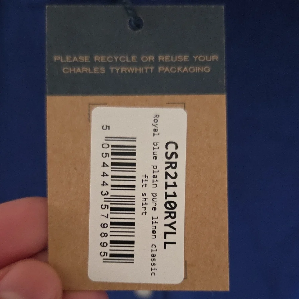 Men's Blue Linen Button Down Shirt - Picture 3 of 4